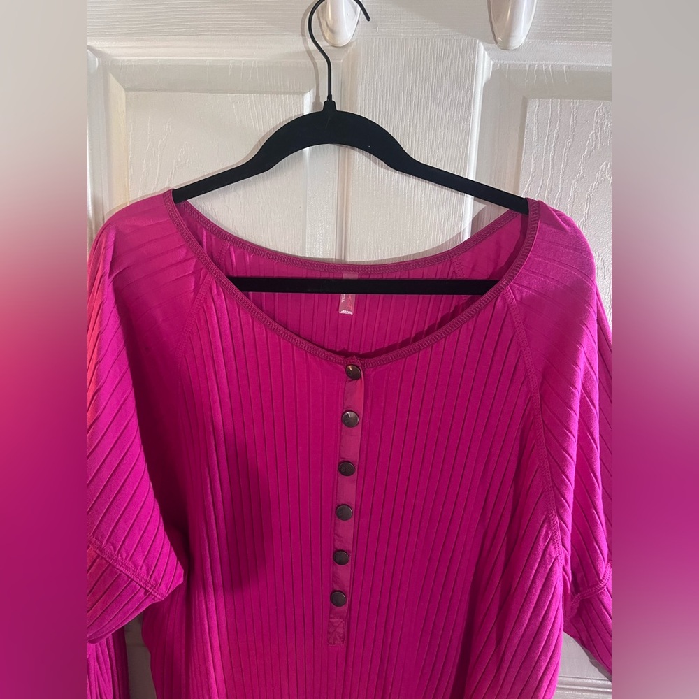 Free People Movement pink Lg Bella layer long sleeve ribbed tee. NWOT - Picture 2 of 9
